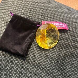 Yellow Diamond Paperweight with Pouch